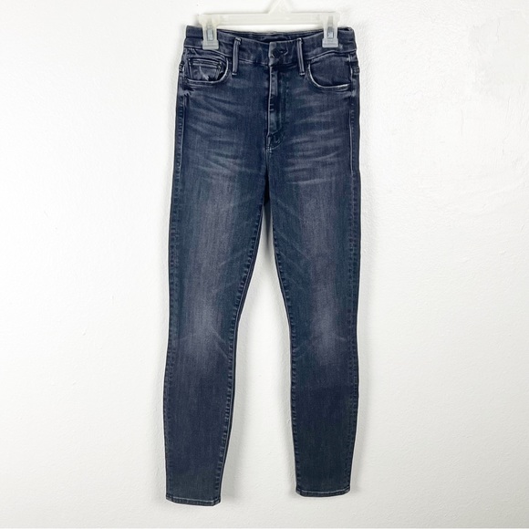 MOTHER High Waisted Looker Ankle Black Wash Skinny Jeggings Jeans, Size 24 - Picture 1 of 15